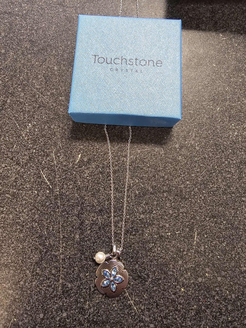 Touchstone Crystal Silver-tone Necklace- Sea Treasure Necklace